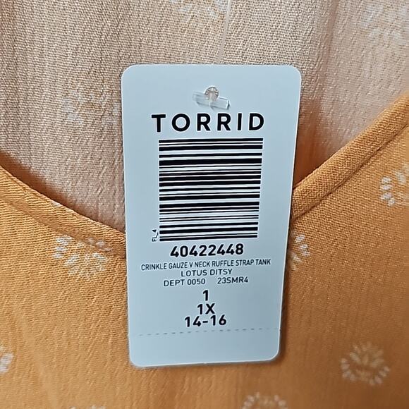 Torrid Washable Crinkle Gauze V-Neck Ruffle Strap Tank Women's Plus Size 1X NWT - Picture 5 of 9